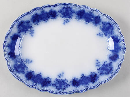 Clarence (Flow Blue, No Gold) 12" Oval Serving Platter