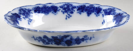 Clarence (Flow Blue, No Gold) 10" Oval Vegetable Bowl