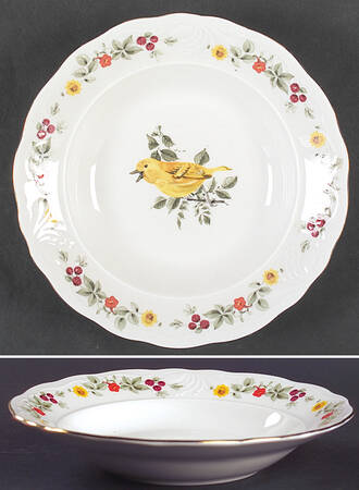 Songbirds (Floral & Fruit) Rim Soup Bowl