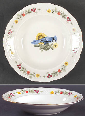 Songbirds (Floral & Fruit) Rim Soup Bowl