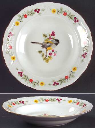 Songbirds (Floral & Fruit) Rim Soup Bowl