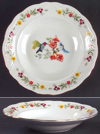 Songbirds (Floral & Fruit) Rim Soup Bowl
