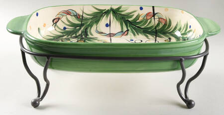 Yuletide 16" Rectangular Baker with Metal Stand