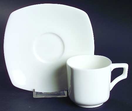 Vela White Flat Demitasse Cup & Saucer Set