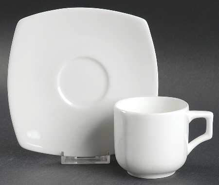 Vela White Flat Cup & Saucer Set