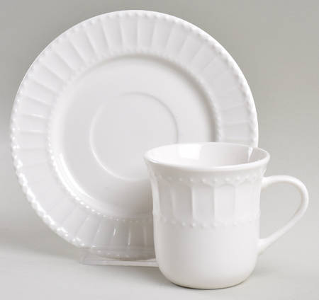 Regalia White Flat Cup & Saucer Set