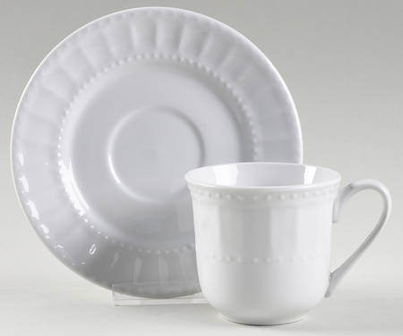 Regalia White Flat Cup & Saucer Set