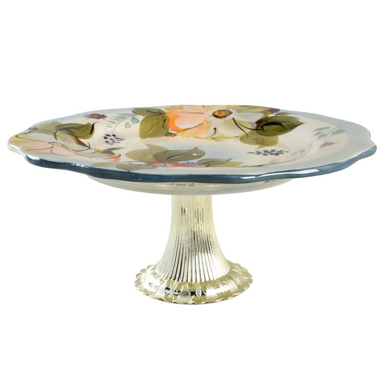 Crazy Daisies Cake Stand with 4"-5" Metal Pedestal  Hc