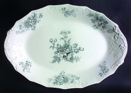Chatsworth Blue Gray (No Gold) 17" Oval Serving Platter