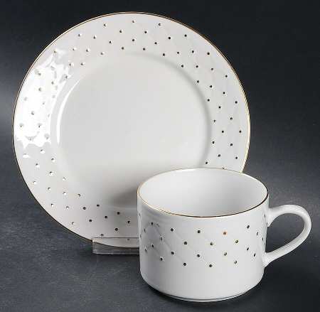 Golden Interlude Flat Cup & Bread & Butter Plate/Saucer Set