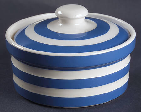 Cornish Blue Cream (Target Stamp) Butter Tub & Lid