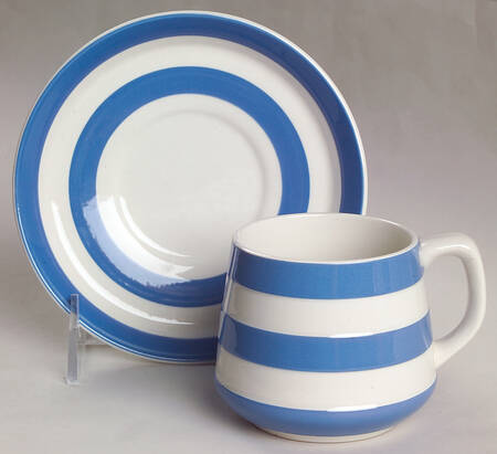 Cornish Blue Cream (Target Stamp) Flat Cup & Saucer Set