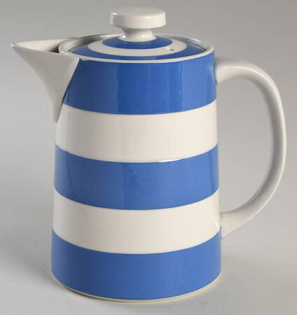 Cornish Blue White (Shield and TG Green) Coffee Pot & Lid