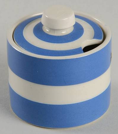 Cornish Blue Cream (Target Stamp) Mustard Jar & Lid