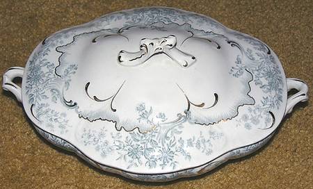 Antique Blue (Gold Accents) Round Covered Vegetable