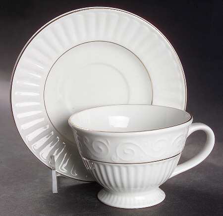 Claremont Gold (White Background) Footed Cup & Saucer Set