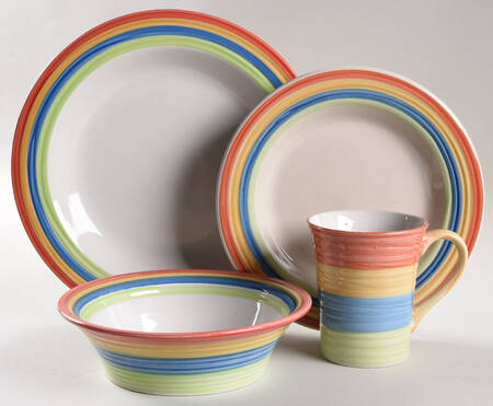 Stylish Living Rainbow Stripes 4 Piece Place Setting