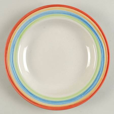 Stylish Living Rainbow Stripes Salad Plate