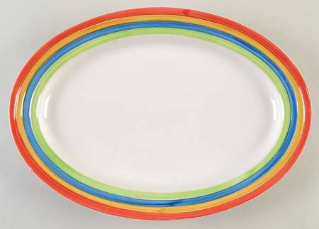 Stylish Living Rainbow Stripes 12" Oval Serving Platter