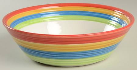 Stylish Living Rainbow Stripes 8" Round Vegetable Bowl