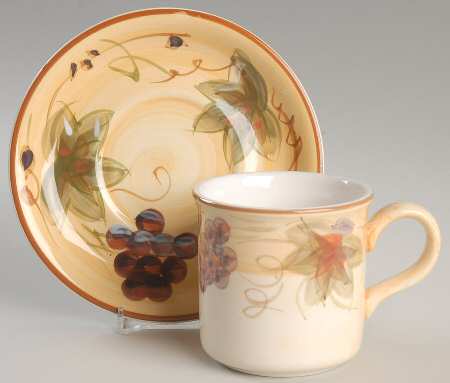 Antique Grappa Flat Cup & Saucer Set