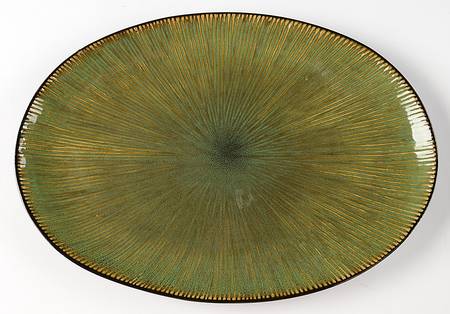 Lotus Leaf Green 15" Oval Serving Platter
