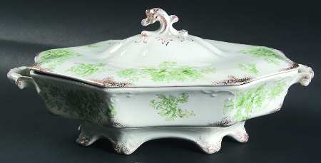 Chatsworth Green (Gold Daubs) Oval Covered Vegetable