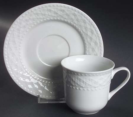 Royal Quilt White Flat Cup & Saucer Set