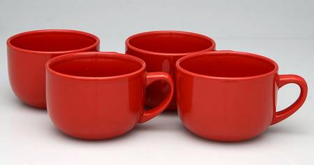 Sensations II Red (Set Of 4) Latte Mug