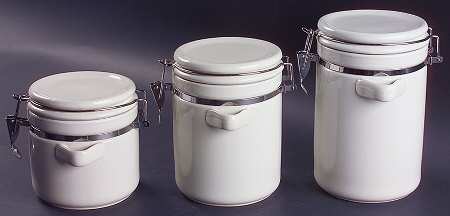 Sensations II White Hinged Lid Canister - Set of 3