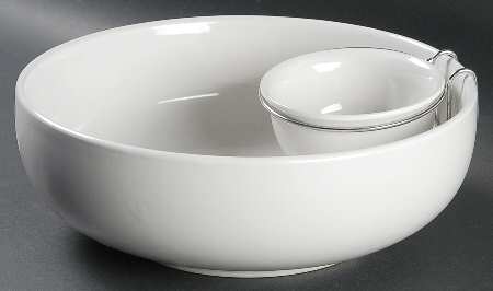 Sensations II White Chip & Dip W/Metal Stand (10" & 4" Bowls)