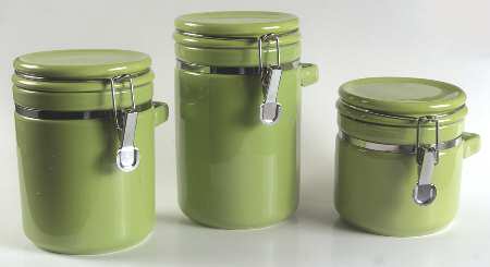 Sensations II Olive Hinged Lid Canister - Set of 3