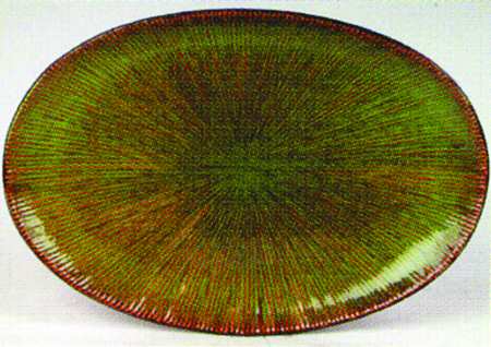 South Seas Green 15" Oval Serving Platter