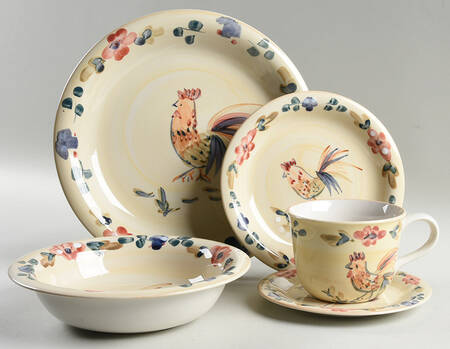 Good Morning-Tan (Handpainted) 5 Piece Place Setting
