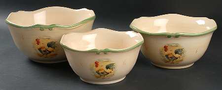 Royal Rooster (Set of 3) Nested Mixing Bowl (7", 8", 9")