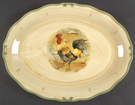 Royal Rooster 18" Oval Serving Platter by Gibson Designs