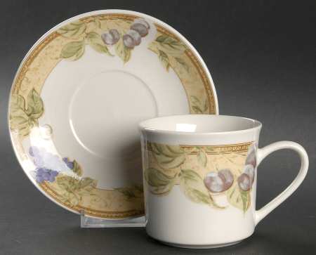 Fruit Grove (Cherries, Grapes) Flat Cup & Saucer Set