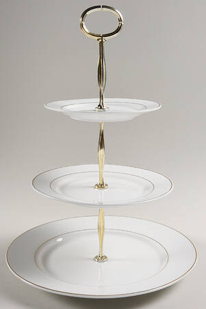 Anniversary Golden 13 7/8"-14 1/4" 3-Tiered Serving Tray(DP,SP,BB) HC