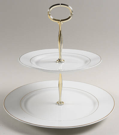 Anniversary Golden 6 5/8"-10"  2 Tiered Serving Tray (Dp, Sp) HC