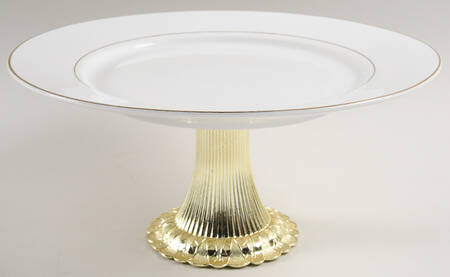 Anniversary Golden Cake Stand with 4"-5" Metal Pedestal  Hc