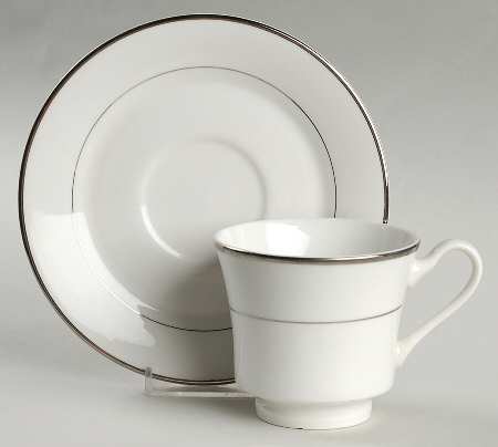 Anniversary Platinum Footed Cup & Saucer Set