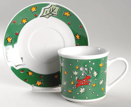 Christmas Treasures Flat Cup & Saucer Set