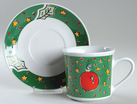 Christmas Treasures Flat Cup & Saucer Set