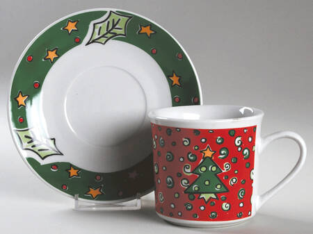 Christmas Treasures Flat Cup & Saucer Set