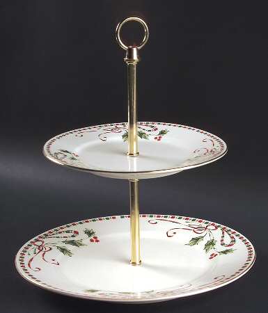 Festive Traditions 2 Tiered Serving Tray (Dinner & Salad Plate)