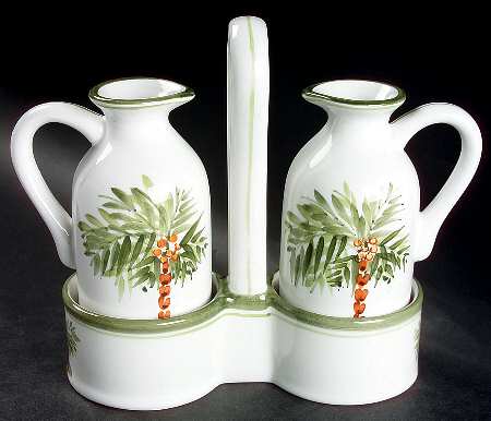 Palm Court 2 Oil/Vinegar Cruets with Cork Stoppers on Tray