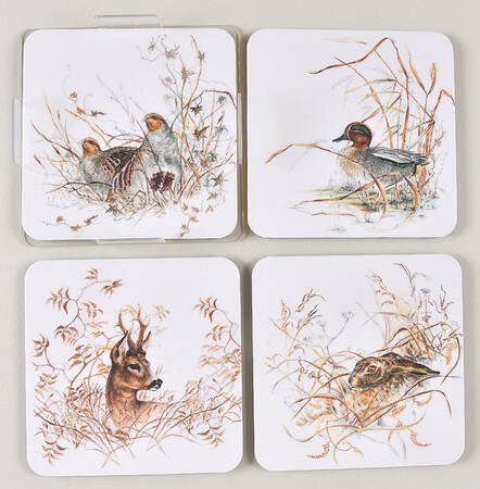 Sologne Acrylic Coasters - Set of 4 Motifs & Holder