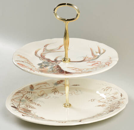 Sologne 6 5/8"-10"  2 Tiered Serving Tray (Dp, Sp) HC