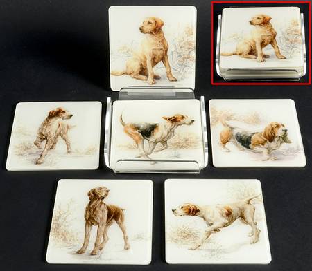 Sologne Acrylic Coasters - Set of 6 & Holder