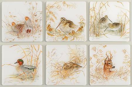 Sologne Acrylic Coaster - Set of 6 Motifs & Holder
